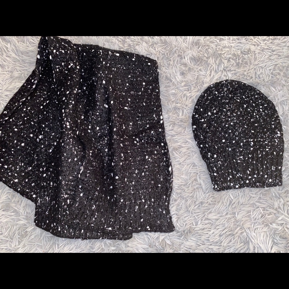 Cute Black Scarf and Hat Set